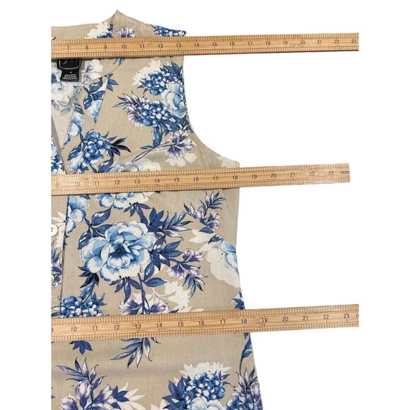 JH Floral Linen Blend Shift Dress Women's Size 4 Sleeveless Breathable Old Money - Picture 9 of 11